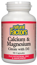 Load image into Gallery viewer, Natural Factors: Calcium & Magnesium Citrate with D3 Plus Potassium, Zinc & Manganese