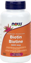 Load image into Gallery viewer, NOW: Biotin 5,000 mcg Veg Capsules