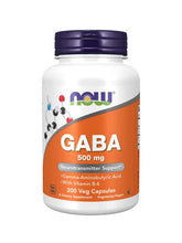 Load image into Gallery viewer, NOW: GABA 500 mg Veg Capsules