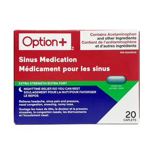 Option+: Nighttime Sinus Medication, Extra Strength | 20 Caplets