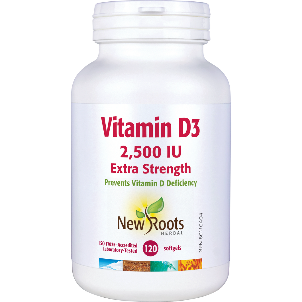 New Roots: Vitamin D3 2500IU Extra Strength Softgels