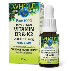 Whole Earth & Sea: 100% Vegan Vitamin D3 (250IU) & K2(30mcg)