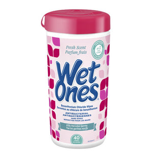 Wet Ones: Antibacterial Hand & Face Wipes - 40 Count