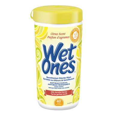 Wet Ones: Antibacterial Hand & Face Wipes - 40 Count