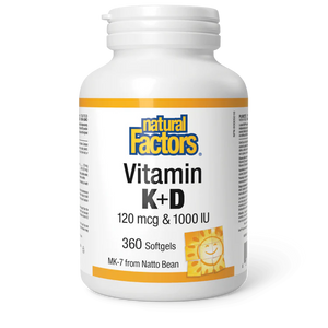 Natural Factors: Vitamin K + D 120 mcg / 1000 IU · MK-7 from Natto Bean