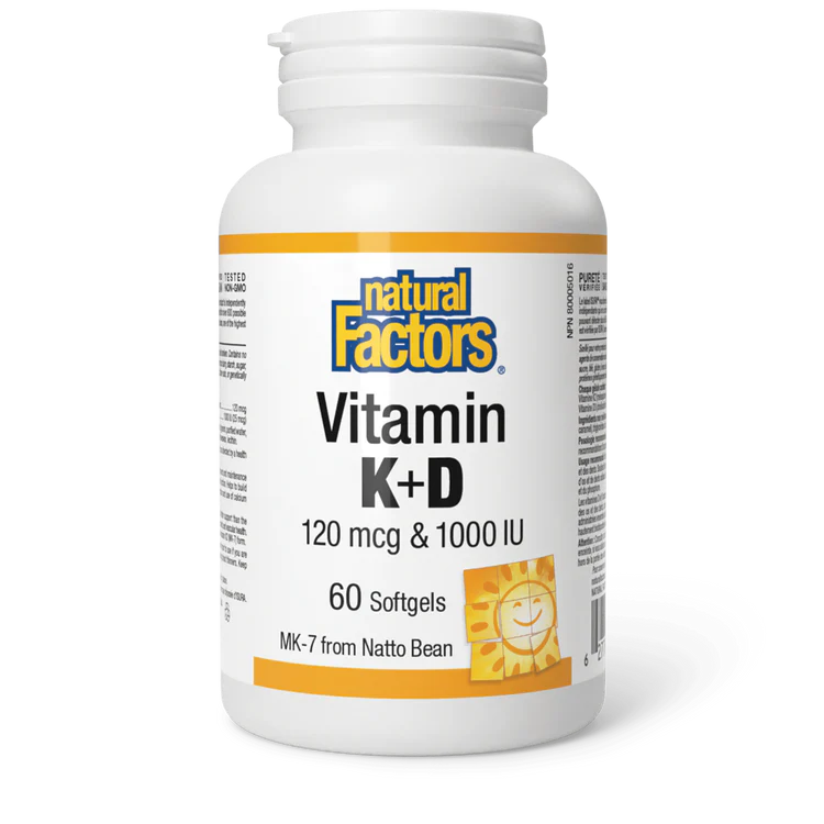 Natural Factors: Vitamin K + D 120 mcg / 1000 IU · MK-7 from Natto Bean