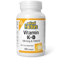 Load image into Gallery viewer, Natural Factors: Vitamin K + D 120 mcg / 1000 IU · MK-7 from Natto Bean
