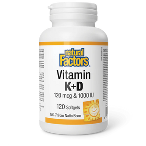 Natural Factors: Vitamin K + D 120 mcg / 1000 IU · MK-7 from Natto Bean