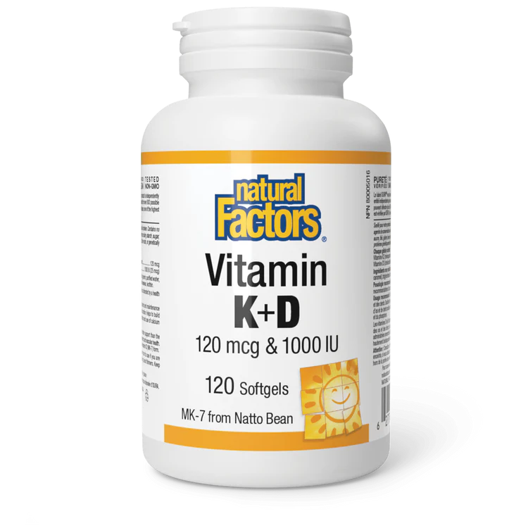 Natural Factors: Vitamin K + D 120 mcg / 1000 IU · MK-7 from Natto Bean