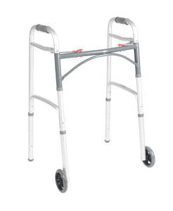 Drive Medical: Deluxe Folding Walker, Two Button with 5" Wheels