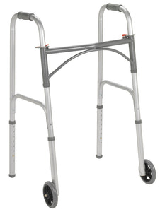 Drive Medical: Folding Walker, Two Button with 5" Wheels