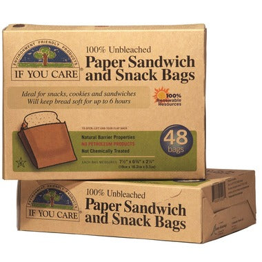 If You Care: 100% Unbleached Paper Sandwich and Snack Bags