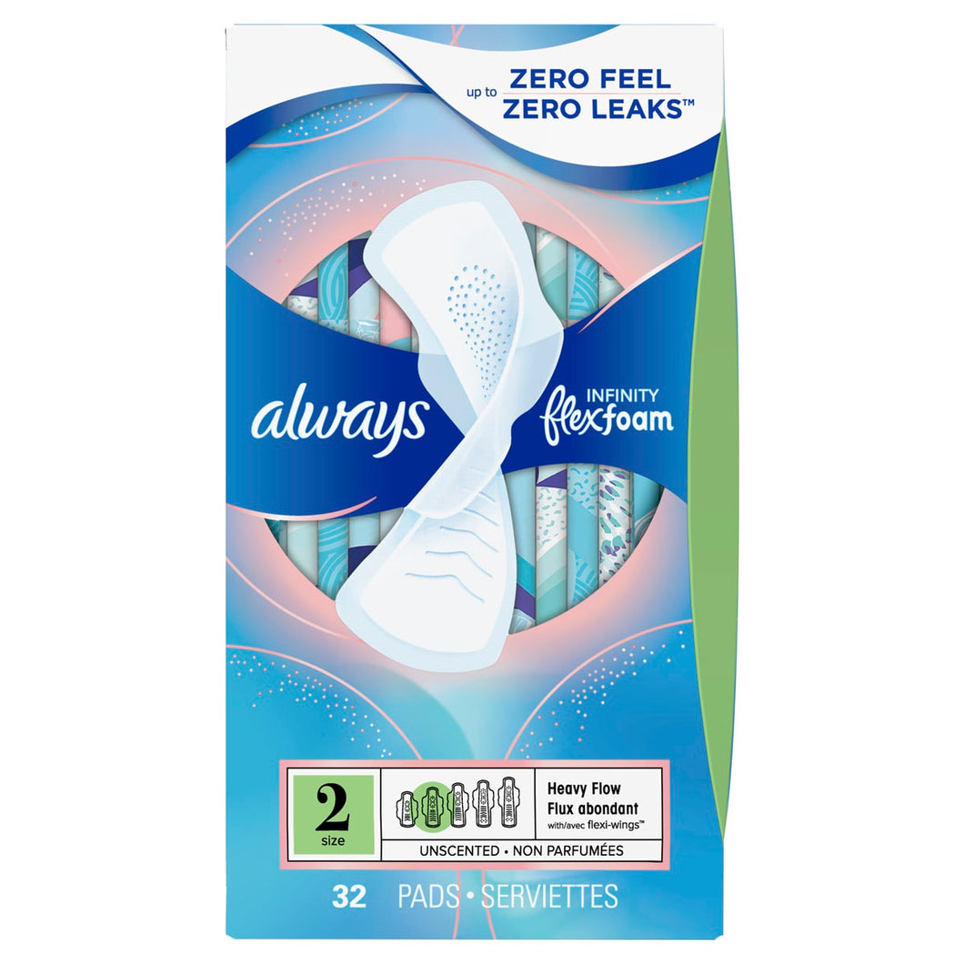 Always: Infinity Size 2 Super Pads with Wings, Unscented
