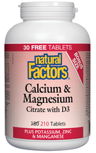 Load image into Gallery viewer, Natural Factors: Calcium &amp; Magnesium Citrate with D3 Plus Potassium, Zinc &amp; Manganese
