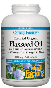 Natural Factors: OmegaFactors® Certified Organic Flaxseed Oil 1000 mg