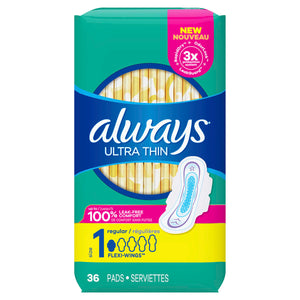 Always: Ultra Thin Size 1 Regular Pads With Wings, Unscented