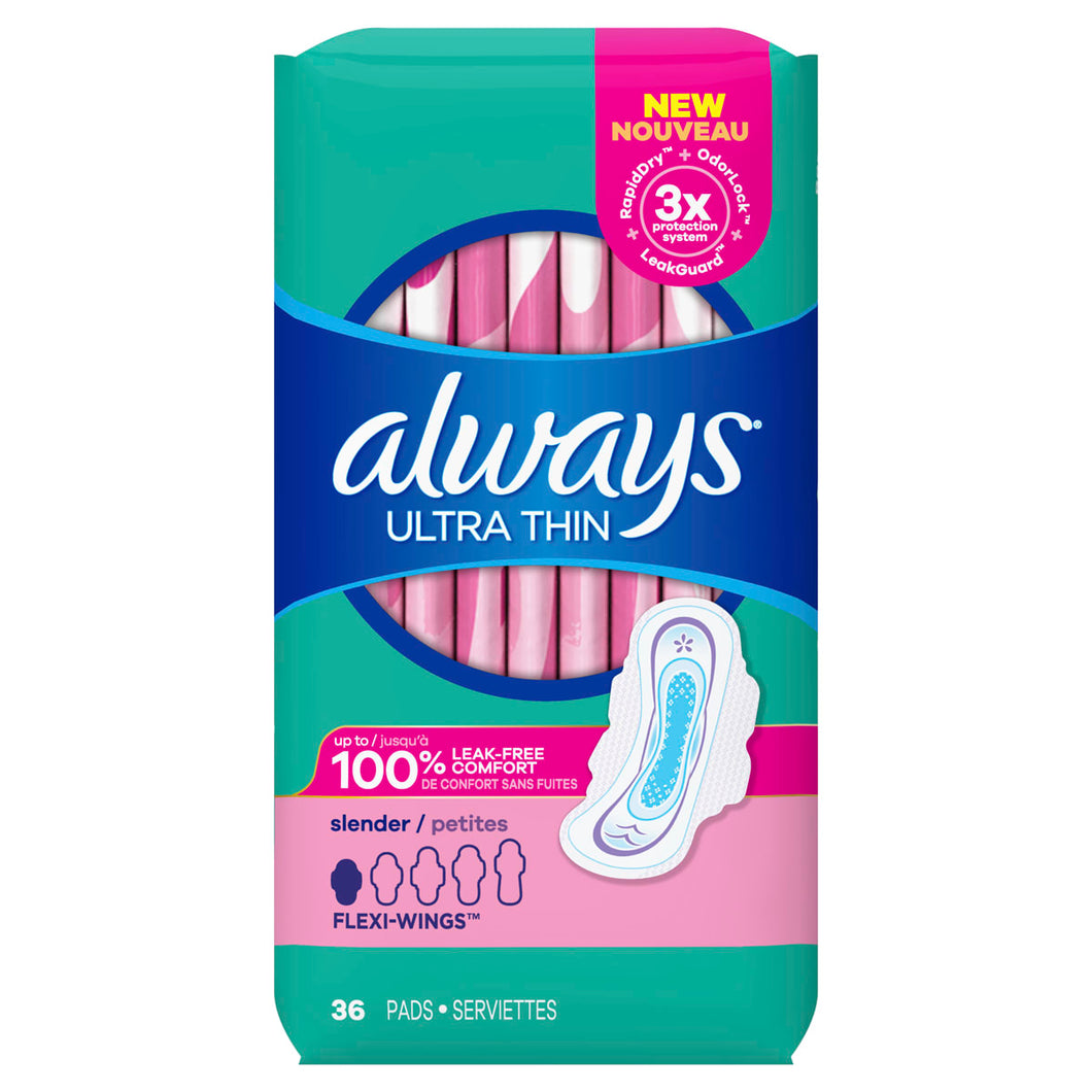 Always: Ultra Thin Slender Pads With Wings, Unscented
