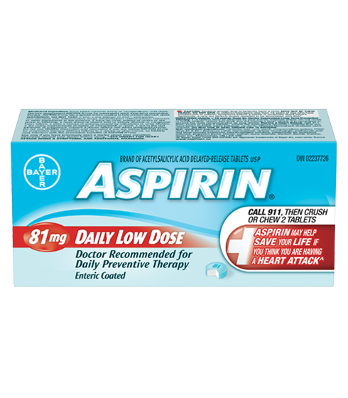 Aspirin: 81mg Enteric Coated Daily Low Dose 180 tablets