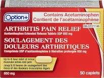 Option+: Arthritis Pain Relief Extended Release Tablets 650 mg